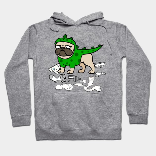 Pug Baby Godzilla Hoodie by LeeMau